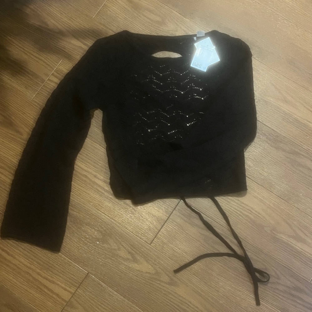 H&M Black Lace Knit Open back Top